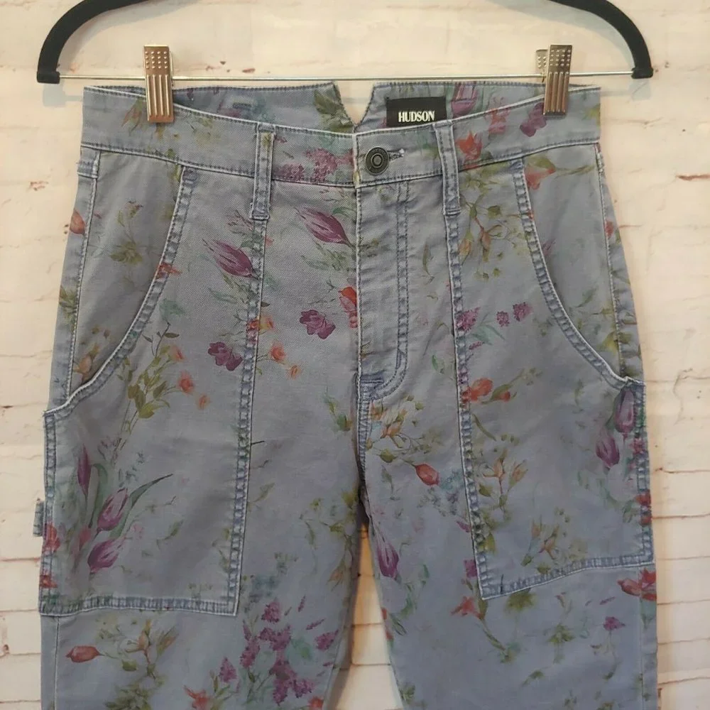 ❤️SOLD❤️Hudson Jeans Womens Size 27 The Leverage HR Ankle Cargo Pant Floral - Picture 2 of 8